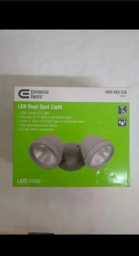 765 Auction Hub Llc 815710020114 Commercial Electric 28-watt 2200-lumen Metal Led Dual Spot Light Gray