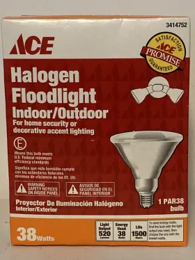 3414752 Ace Halogen Bulb Indoor/outdoor Floodlight Par38 520 Lumens 38w New