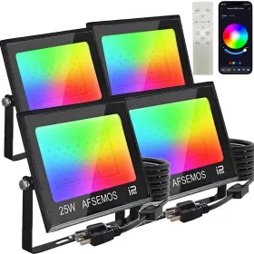 25w-4p Afsemos Smart Outdoor Rgb Flood Lights 25w 4 Pack Millions Diy Color Changing