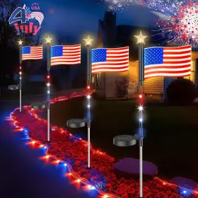Tfl0271 Ahaorigin 4pack American Flags Lights Outdoor Vibrant Red White And Blue Usa Colorful