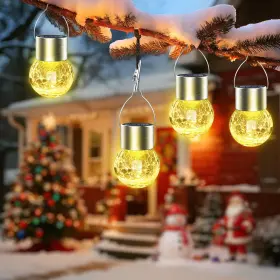 Ggbd1111 Ahongem Solar Hanging Lights Outdoor 12 Pack Cracked Glass Ball Warm White