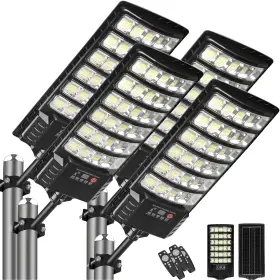 Ait30g Aitermond 4-pack Solar Street Lights Outdoor Flood Light 4 30 Section Black