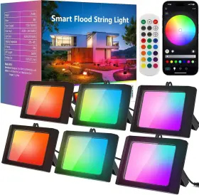 Lb-6066 Alfele 6-pack Rgbw Outdoor Flood Lights Set With Remote App Control