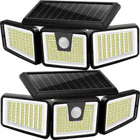 Ameritop 638183954126 Solar Lights Outdoor 2 Pack 233 Led High Daylight - 3head 233led