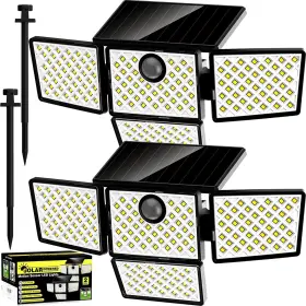 Sl-27 Ameritop Solar Outdoor Lights 4 Heads Motion Sensor Security Wide An
