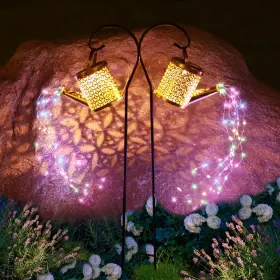 Amwgimi 791564982849 Solar Lights Outdoor Garden Decor Hanging Waterfall Lights-2pack