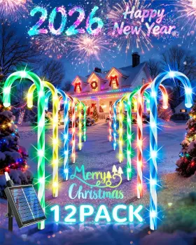 Sd001 Anordsem Solar Christmas Decorations Outdoor 21 Inch Candy 12 Pack Multicolor