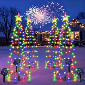 Aounq 781108192940 24 Inch Spiral Solar Christmas Tree Outdoor Decorations 4 Pack Multicolor