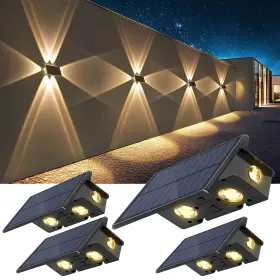 Fl404ab Apilab Solar Fence Lights Outdoor 4 Pack Powered Decorative Wall For O