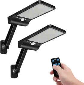 Aqonsie 768894825955 56led Remote Solar Flood Light Outside Security Black - 2 Pack