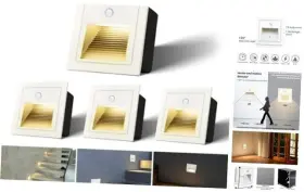 Abw02-4-us Arotelicht 4pcs/1.5w Led Recessed 4 Pack White With Motion Sensor 3000k No Waterproof