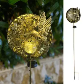 Mx202318 Artcos Hummingbird Solar Light Garden Outdoor Decoration Hollow Antique Brass