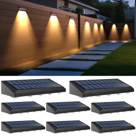 Hwl688-a Audles Solar Fence Lights Outdoor 8 Pack Powered With 4 Led Fen