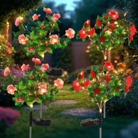 Aureate Horizon 797465298522 Garden 4 Pack Led Solar Flower Lights With More Realistic Azalea Red And Pink