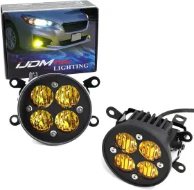 70-640-yellow Auto Accessories Yellow Lens 24w High Power Led Wide Angle Sae Flood Beam Fog Light Kit With Built-o
