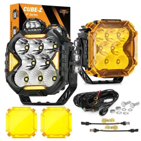 Zd000862ves Auxbeam Cube-z Series 4 Inch Led Pods Lights With Amber Covers 112w 12800lm Floo