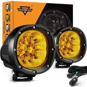 Zdve000750 Auxbeam P4 Series Flood Beam Amber Round Light Pods 4 Inch 90w Yellow