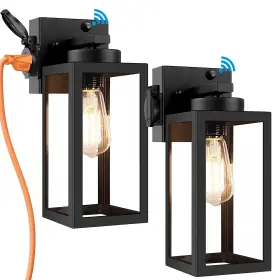 W6011-01-bksr Bdrofn 2-pack Dusk To Dawn Outdoor Light Fixtures Wall Lights With Outlet Se