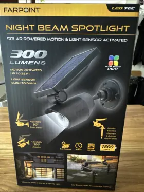 Beam 845181080003 Farpoint Night Spotlight Solar Powered Motion And Light Sensor Activated