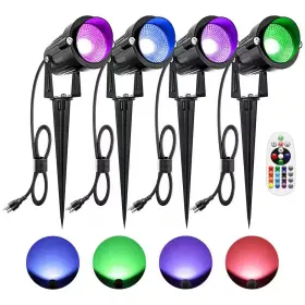Beambox 445025087026 10w Black Plug-in Integrated Led Color Changing Landscape Flood Light With Remot