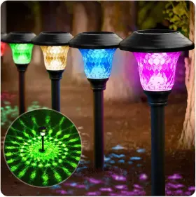 Beau Jardin 799862406609 8 Pack Solar Pathway Lights Color Changing Bright White Black