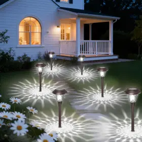 D0001 Beau Jardin 8 Pack Solar Pathway Lights Outdoor Balck Metal