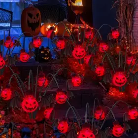 Bhbfng02 Behiller 2packs 12led Halloween Decorations Solar Garden Lights Outdoor 3d Purple