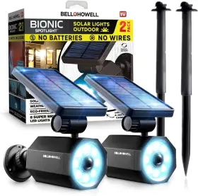 Bell And Howell 080313072475 Bionic Spotlight Led Solar Lights Solar-powered Motion Sensor 2 Pk