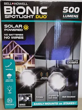 Bell And Howell 080313099922 Bionic Spotlight Duo Solar 500 Lumens Security Light