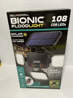 Bell&howell 080313099939 Bionic Flood Light Spotlight Deluxe Led Solar Outdoor Security 108