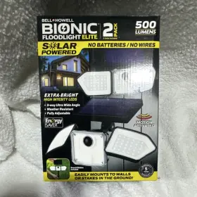 1146enh Bell Howell Floodlight Elite 2pk Solar Motion Led 500lm Weather Resistant Whi
