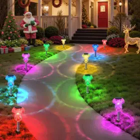 Mu007 Benany Solar Lights Outdoor 8 Pack Mushroom Outside Color Changing