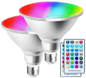 Besmyj 654370940543 2 Pack Par38 Led Flood Light Bulbs Outdoor Rgb Color Changing Floodlight Wit