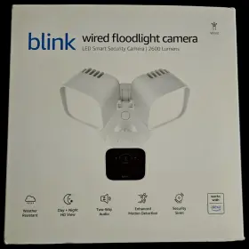 Bfm00100u Blink Wired Floodlight Camera 2600lm Hardwired Outdoor Alexa Led White