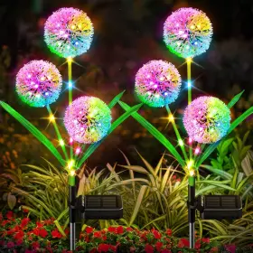 Bonlion 616361779266 Solar Lights Outdoor Garden Decor 2 Pack Upgraded Multi-colored