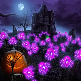 20240630 Bouquw 4 Packs Halloween Decorations Outdoor Scary Sloar Spider Lights 32led Purple