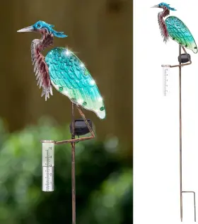 Rg02 Brand Lewis&wayne 43 Solar Heron Rain Gauge Outdoor Decorative Metal Stake
