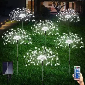 Brand Maleyt 791324044282 6 Pack Outdoor Solar Garden Lights Firework 120 Led Cool White