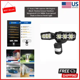 01-04-001-012702 Branded 27-watt 2700 Lumens 180-degree Black Motion Sensor Outdoor Integrated Led 5000k