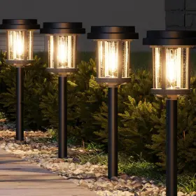 Hw-6181 Branded Solar Pathway Lights Outdoor 20 Lm Led 6 Packs Black And Grey