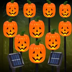 32137 Brightdeck Halloween Pumpkin Stake Lights Set Of 10 Decorative Solar Warm White