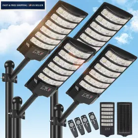 Wl202401 Brightwe 4 Pack Solar Street Light Outdoor 30000lm 6500k 300w