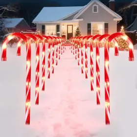 Hch-36 Brillarlights 12pack Christmas Decorations Candy Cane Lights 16 Inch Lighted Pathway Makers Red