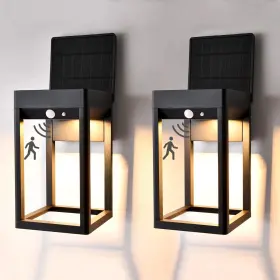 Sg601043 Brimmel Solar Outdoor Wall Lights Dual Panels Aluminum 12 Hours Dusk To Dawn