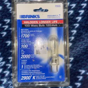 1700 Brinks 039208963497 Outdoor Security Bulb - Jcd Halogen #7055 100w Lumens 120 Volt