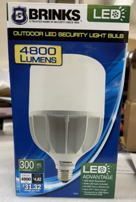 300w Brinks 7074 Led Bulb #7074 Outdoor Security Light 4800 Lumens 40w/300w Equivalent New