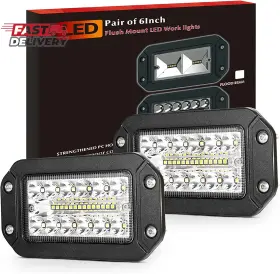 Bunker Indust 445028593531 Flush Mount Led Light Pods 2pcs 6 Inch Spot Flood Combo Beam 6000