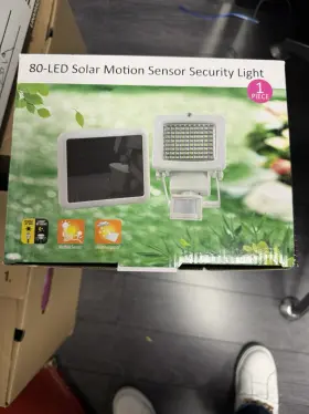 Caesar Plaza 714169238661 2 Pack 80 Smd Leds Solar Powered White Motion Sensor Security Light Flood 60 100