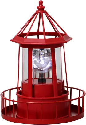 16561277317184 Calidaka Led Solar Powered Lighthouse 360 Degree Rotating Lamp Red