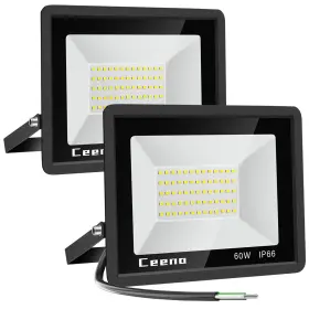 Ld60-2pcs-hw Ceena 2 Pack 60w Hardwired Led Flood Light Outdoor 6000lm Super Bright